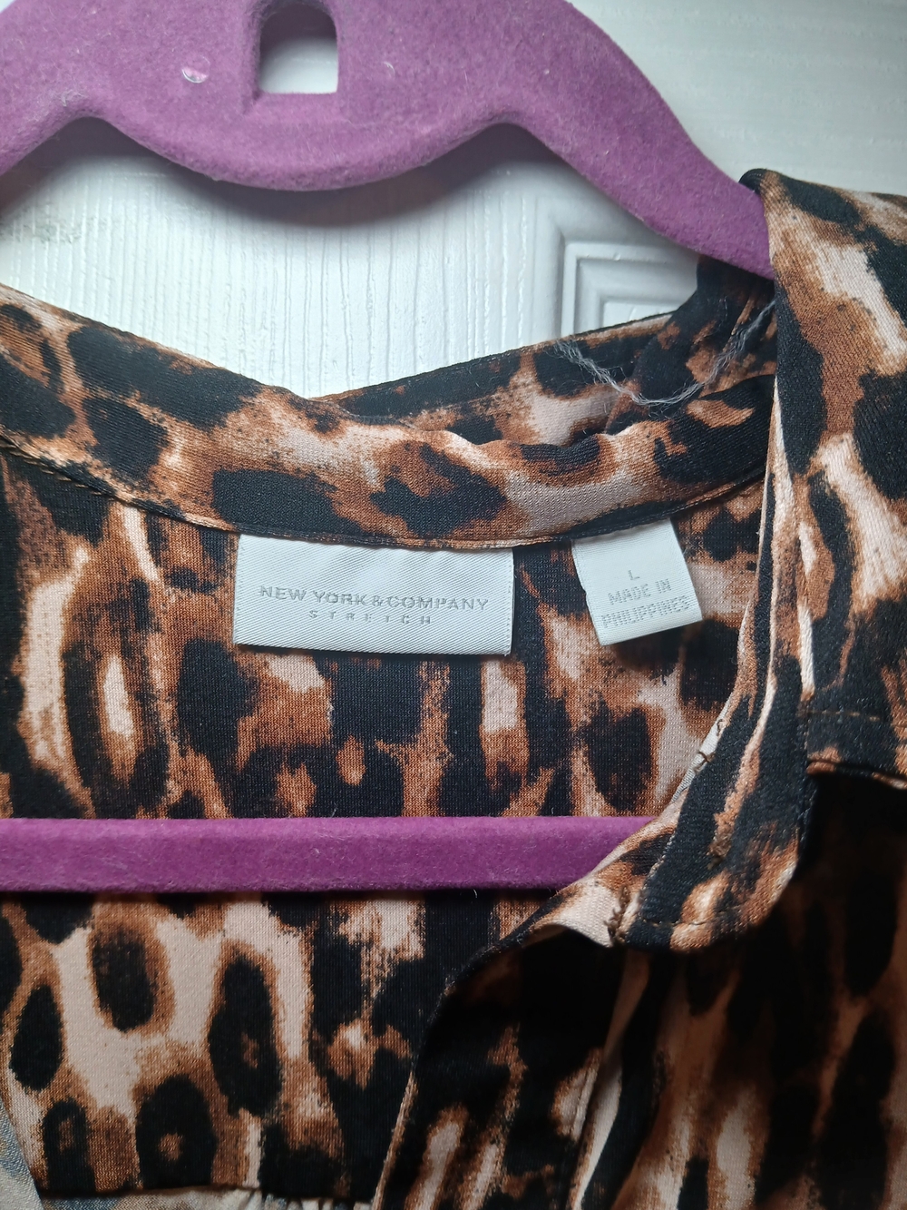 New York & Company Leopard-Print Mini Dress in Brown and Black - Picture 3 of 5
